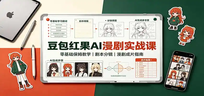 豆包红果AI漫剧实战课：零基础保姆教学，剧本分镜，漫剧成片指南-阿牛笔记