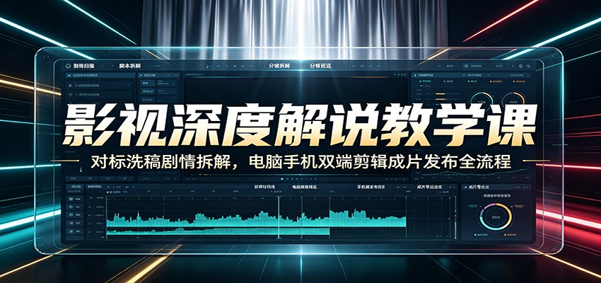 影视深度解说教学课：对标洗稿剧情拆解，电脑手机双端剪辑成片发布全流程-阿牛笔记