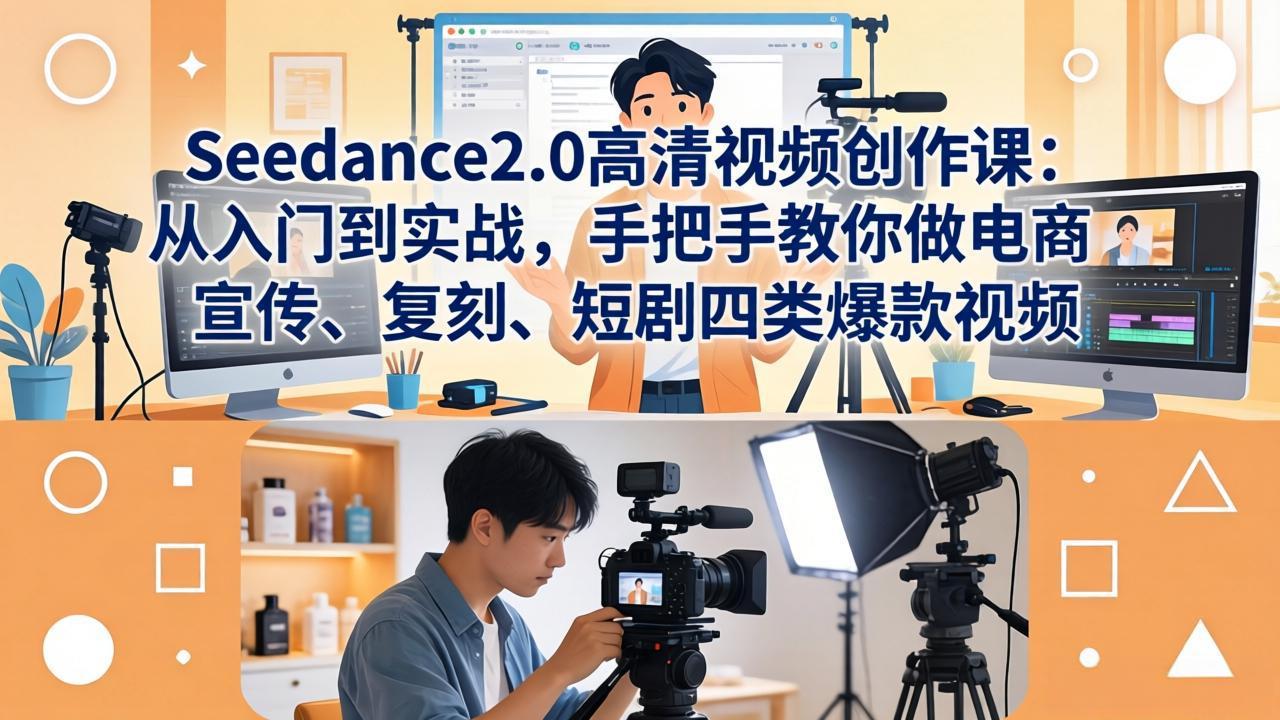 Seedance2.0高清视频创作课:从入门到实战,手把手教你做电商、宣传、复刻、短剧四类爆款视频-阿牛笔记