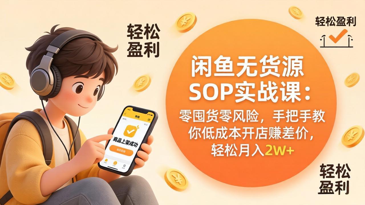 闲鱼无货源SOP实战课：零囤货零风险，手把手教你低成本开店赚差价，轻松月入2w+-阿牛笔记