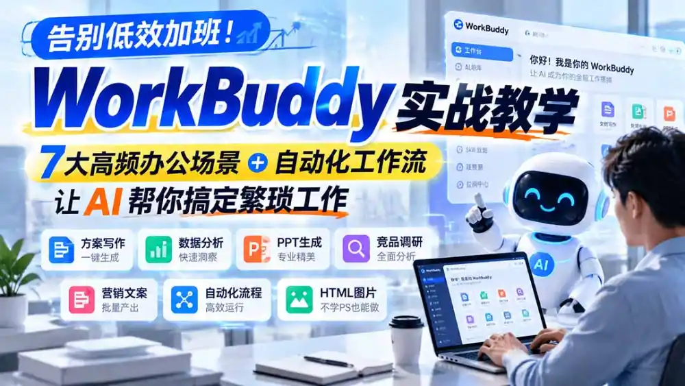 告别低效加班!WorkBuddy实战教学,7大高频办公场景+自动化工作流,让AI帮你搞定繁琐工作-阿牛笔记