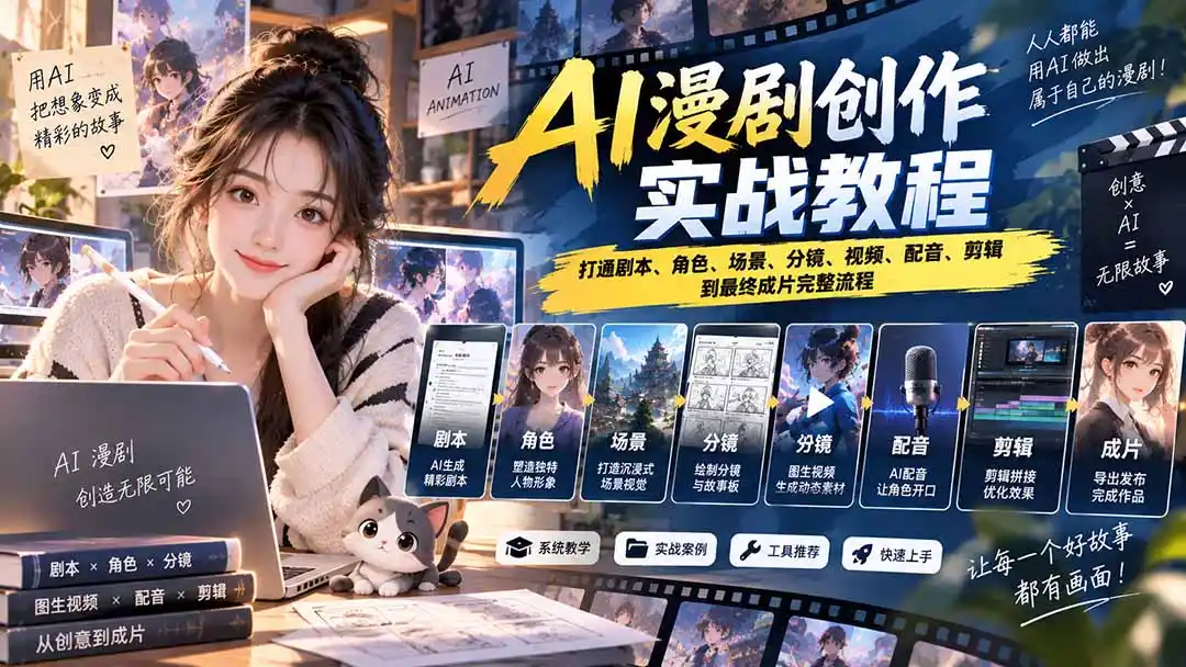 2026 AI漫剧创作实战教程：打通剧本、角色、场景、分镜、视频、配音、剪辑到最终成片完整流程-阿牛笔记