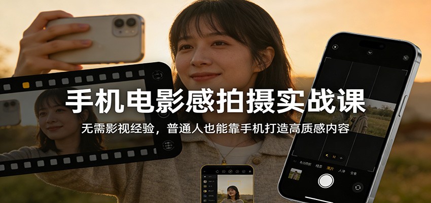 图片[1]-手机电影感拍摄实战课：无需影视经验，普通人也能靠手机打造高质感内容-阿牛笔记