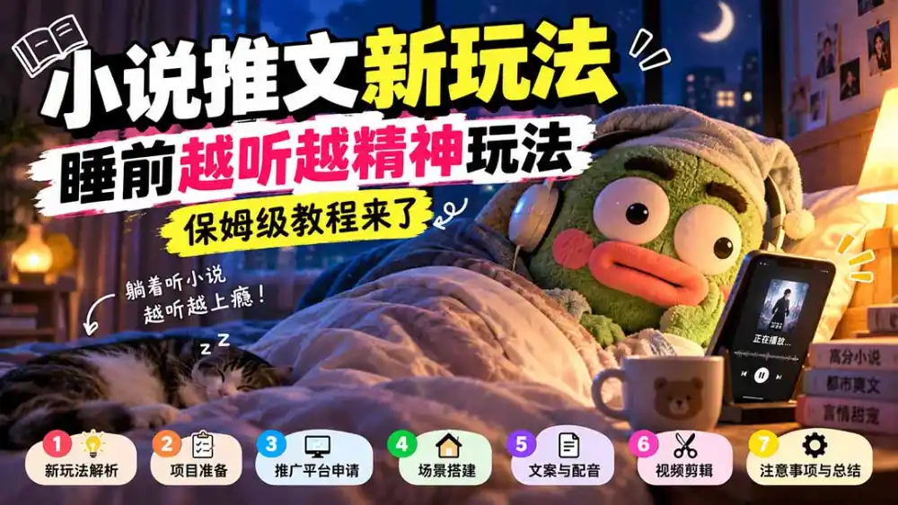 小说推文新玩法，睡前越听越精神玩法，保姆级教程来了-阿牛笔记