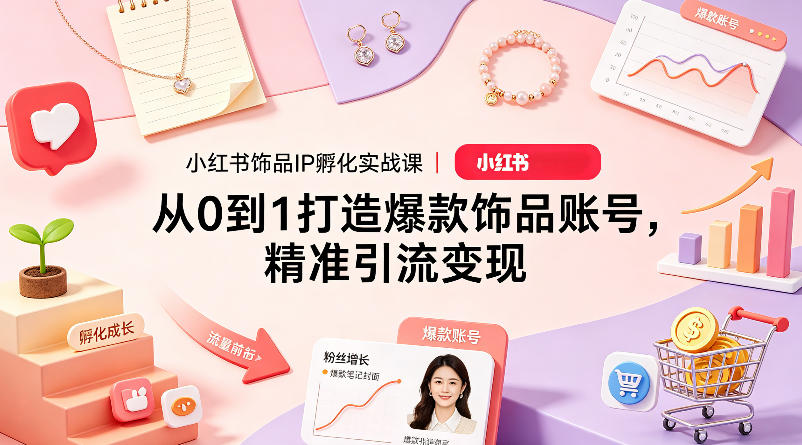 小红书饰品IP孵化实战课｜从0到1打造爆款饰品账号，精准引流变现-阿牛笔记
