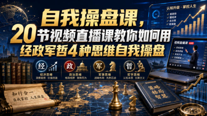 自我操盘课,20节视频直播课教你如何用经政军哲4种思维自我操盘-阿牛笔记