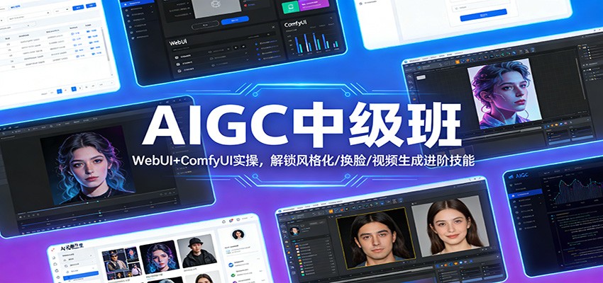 AIGC中级班：WebUI+ComfyUI实操，解锁风格化/换脸/视频生成进阶技能-阿牛笔记