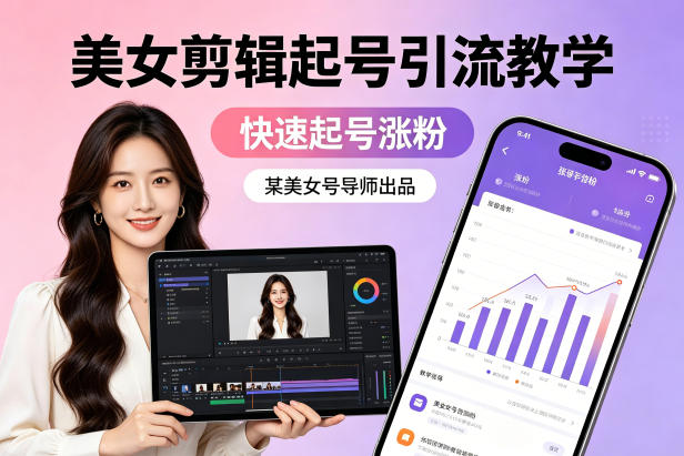 某美女号导师出品：美女剪辑起号引流教学，快速起号涨粉-阿牛笔记
