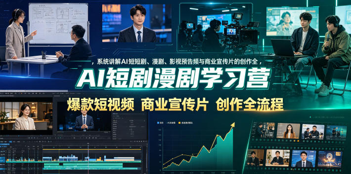 AI短剧漫剧学习营，系统讲解AI短剧、漫剧、影视预告片、爆款短视频与商业宣传片的创作全流程-阿牛笔记