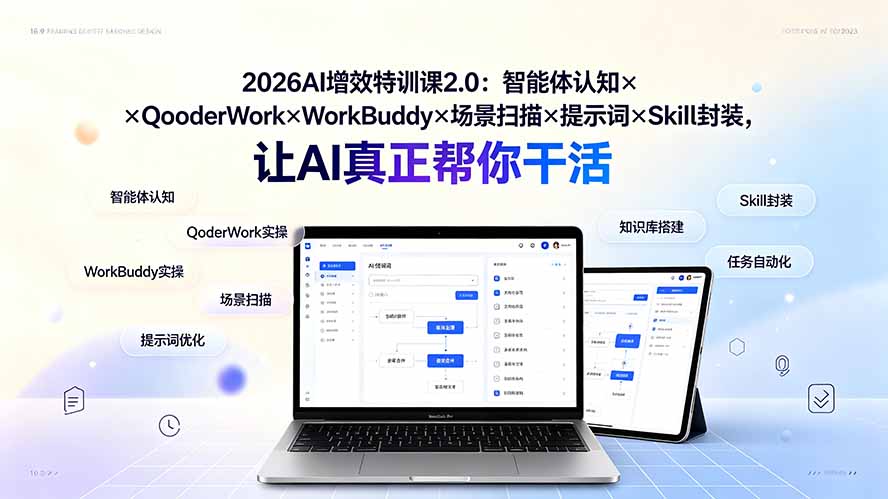 2026AI增效特训课2.0：智能体认知×QoderWork×WorkBuddy×场景扫描×提示词×Skill封装，让AI真正帮你干活-阿牛笔记