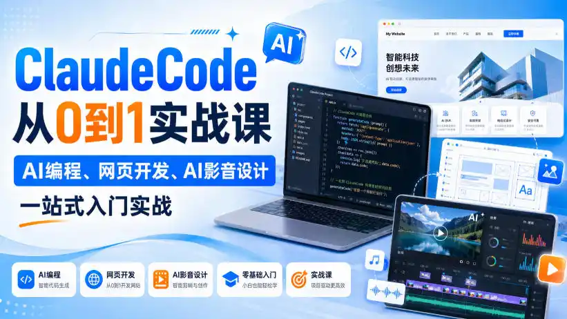 Claude Code从0到1实战课,AI编程、网页开发、AI影音设计一站式入门实战(更新)-阿牛笔记