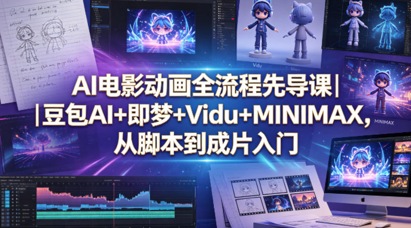 AI电影动画全流程先导课｜豆包AI+即梦+Vidu+MINIMAX，从脚本到成片入门-阿牛笔记