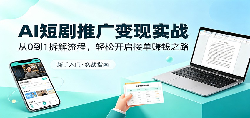 AI短剧推广变现实战:从0到1拆解流程,轻松开启接单赚钱之路-阿牛笔记