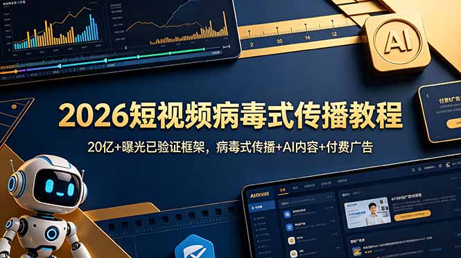 2026短视频病毒式传播教程：20亿+曝光已验证框架，病毒式传播+AI内容+付费广告-阿牛笔记