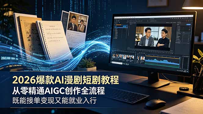 2026 爆款 AI 漫剧短剧教程 从零精通 AIGC 创作全流程 既能接单变现又能就业入行-阿牛笔记