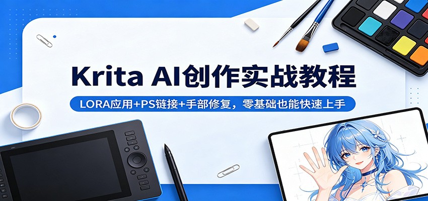Krita AI创作实战教程：LORA应用+PS链接+手部修复，零基础也能快速上手-阿牛笔记