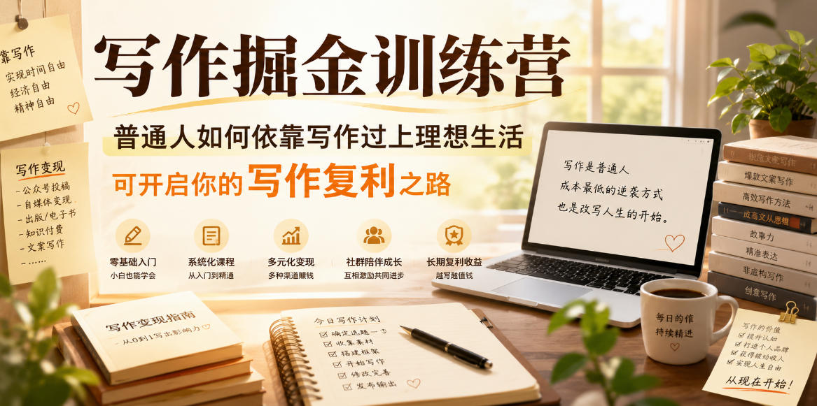 写作掘金训练营，普通人如何依靠写作过上理想生活，可开启你的写作复利之路(更新6月)-阿牛笔记