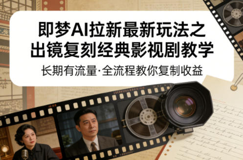 即梦AI拉新最新玩法之出镜复刻经典影视剧教学，长期有流量，全流程教你复制收益-阿牛笔记