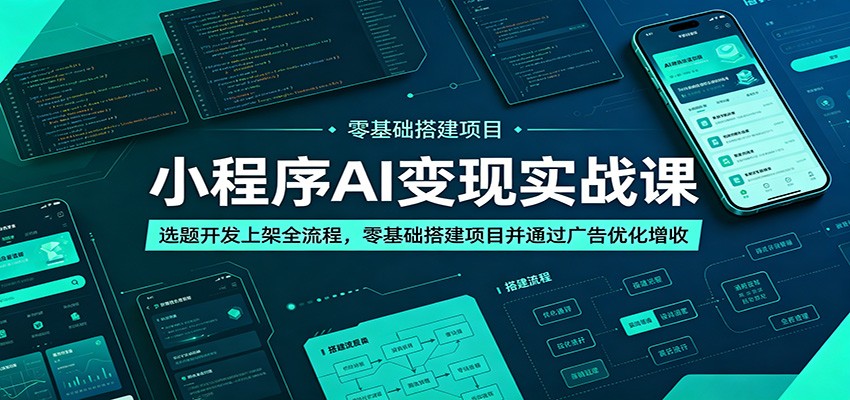 小程序AI变现实战课:选题开发上架全流程,零基础搭建项目并通过广告优化增收-阿牛笔记