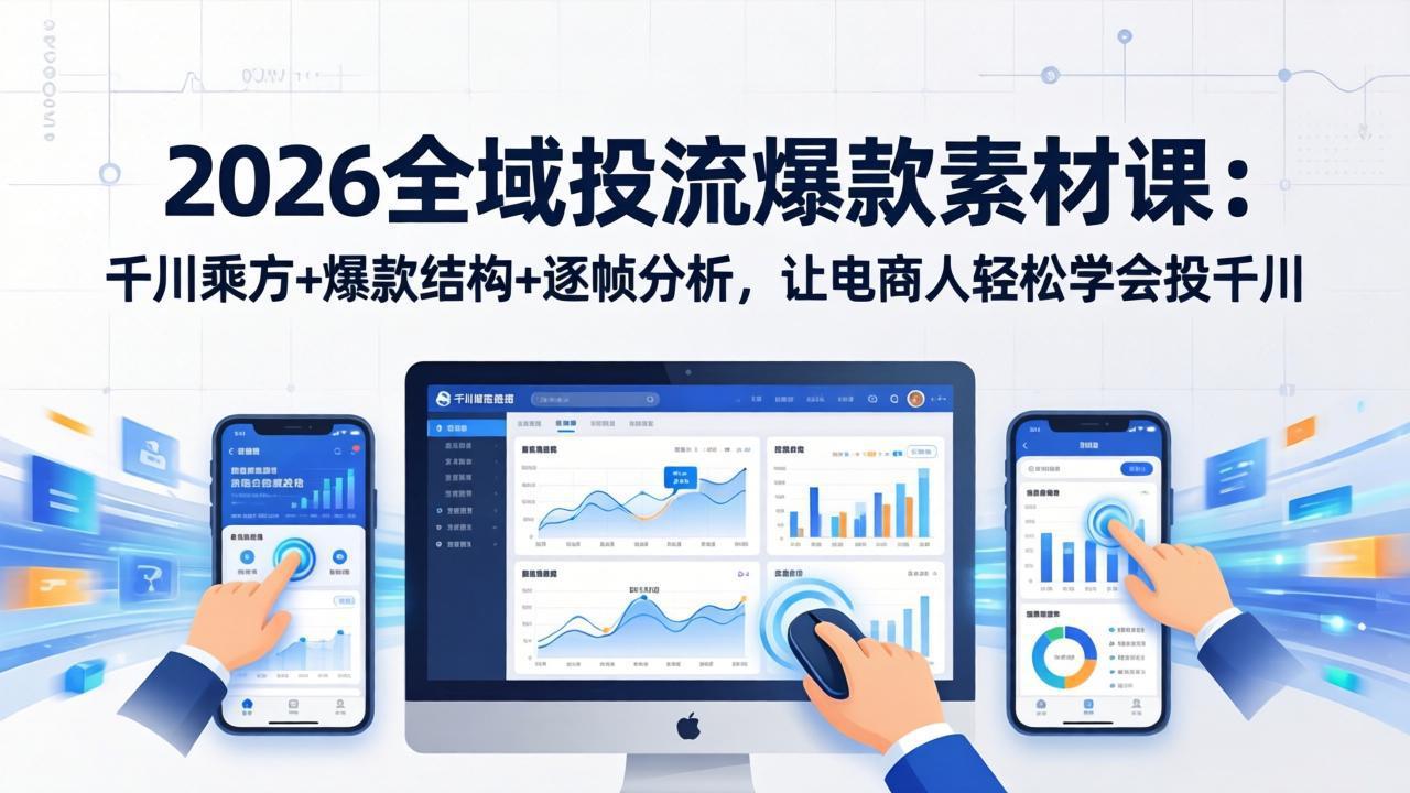 2026全域投流爆款素材课：千川乘方+爆款结构+逐帧分析，让电商人轻松学会投千川-阿牛笔记