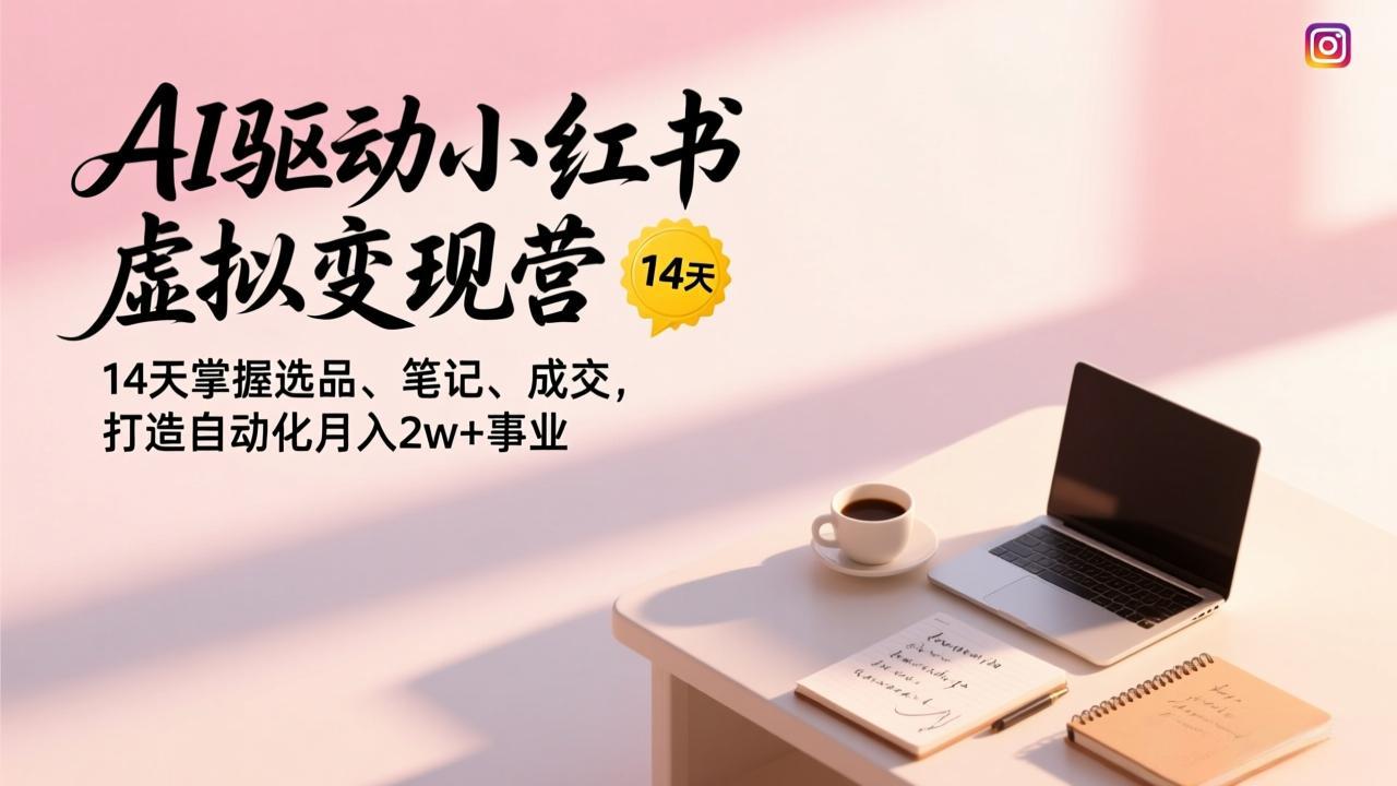 AI驱动小红书虚拟变现营，14天掌握选品、笔记、成交，打造自动化月入2w+事业-阿牛笔记