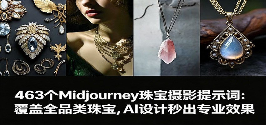 图片[1]-463个Midjourney珠宝摄影提示词：覆盖全品类珠宝，AI设计秒出专业效果-阿牛笔记
