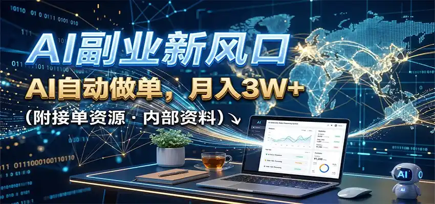 AI副业新风口,AI自动做单,月入3W+,附接单资源-阿牛笔记