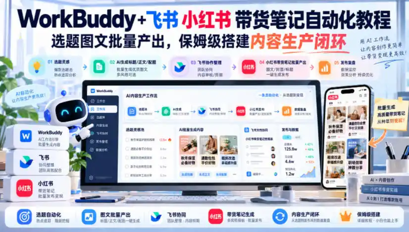 WorkBuddy+飞书小红书带货笔记自动化教程,选题图文批量产出,保姆级搭建内容生产闭环【文档】-阿牛笔记