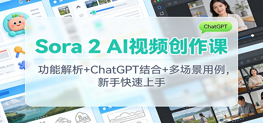 Sora 2 AI视频创作课:功能解析+ChatGPT结合+多场景用例,新手快速上手-阿牛笔记