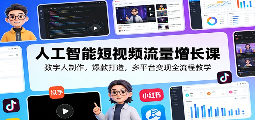 人工智能短视频流量增长课：数字人制作，爆款打造，多平台变现全流程教学-阿牛笔记