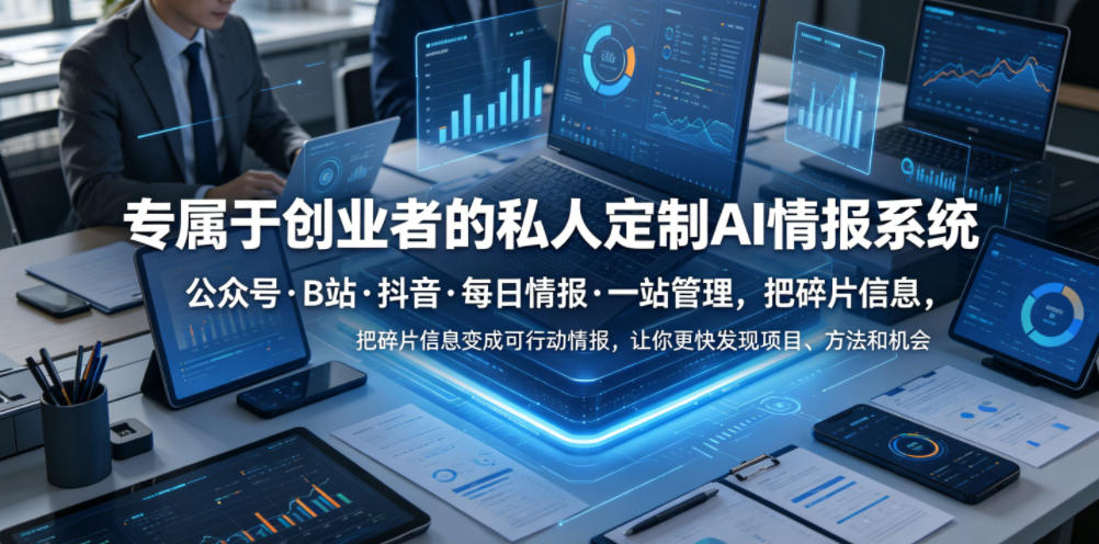 专属于创业者的私人定制AI情报系统，公众号·B站·抖音·每日情报·一站管理，把碎片信息变成可行动情报，让你更快发现项目、方法和机会-阿牛笔记