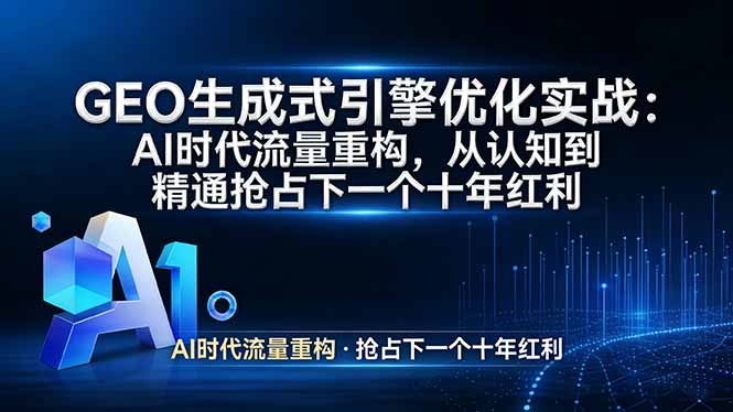 GEO 生成式引擎优化实战：AI时代流量重构，从认知到精通抢占下一个十年红利-阿牛笔记