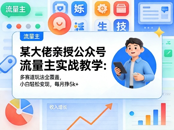某大佬亲授公众号流量主实战教学：多赛道玩法全覆盖，小白轻松变现，每月多挣5k+-阿牛笔记
