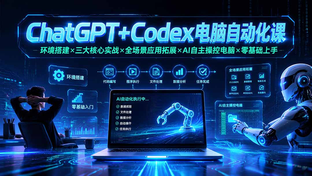 ChatGPT+Codex电脑自动化课：环境搭建×三大核心实战×全场景应用拓展×AI自主操控电脑×零基础上手-阿牛笔记