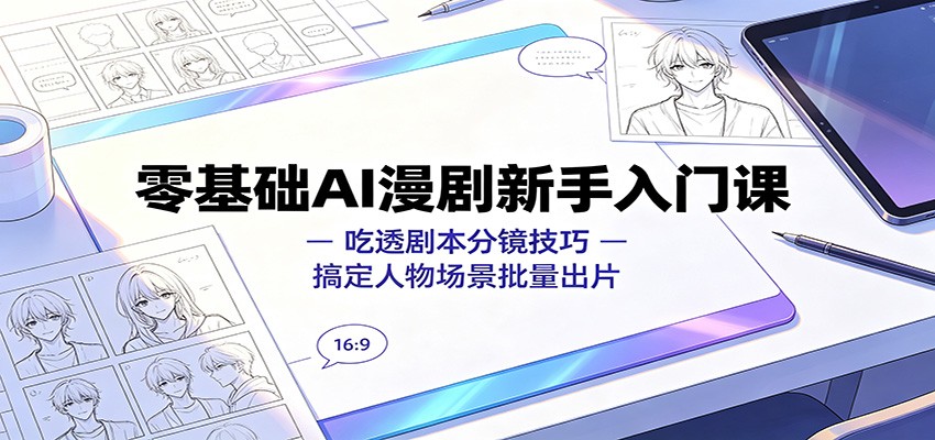 零基础AI漫剧新手入门课：吃透剧本分镜技巧，搞定人物场景批量出片-阿牛笔记