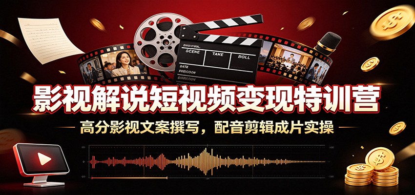 影视解说短视频变现特训营:高分影视文案撰写,配音剪辑成片实操-阿牛笔记