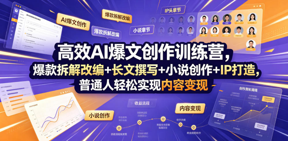 高效AI爆文创作训练营，爆款拆解改编+长文撰写+小说创作+IP打造，普通人轻松实现内容变现-阿牛笔记