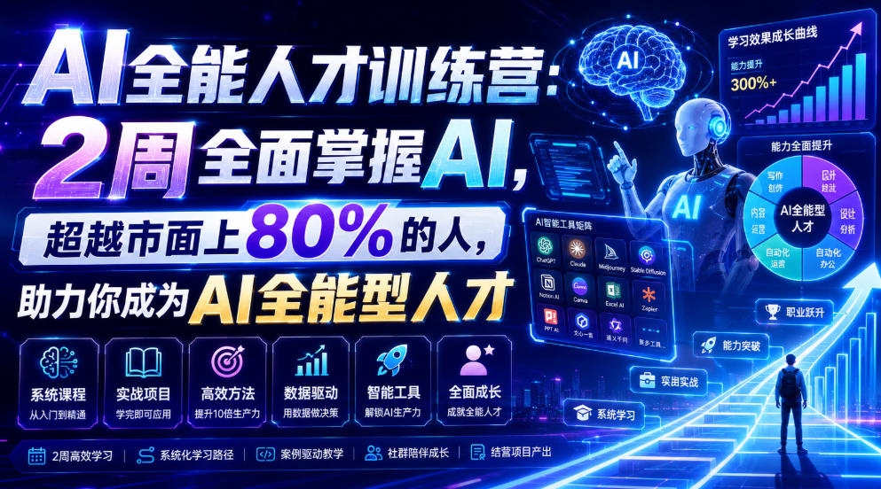 AI全能人才训练营:2周全面掌握AI,超越市面上80%的人,助力你成为AI全能型人才-阿牛笔记