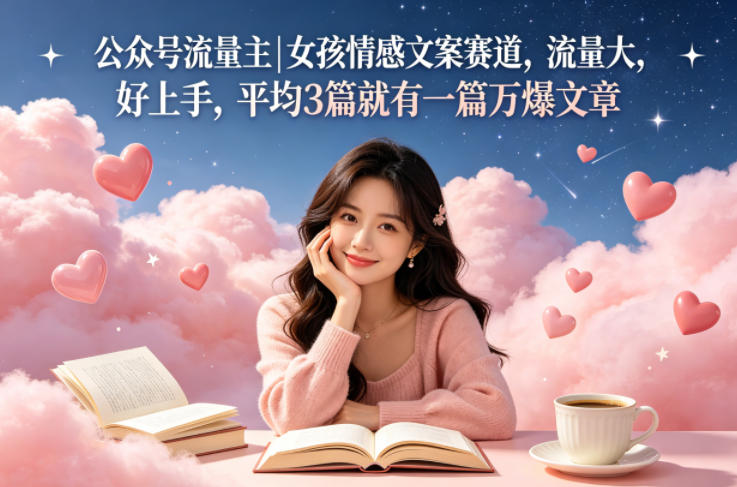 公众号流量主女孩情感文案赛道，流量大，好上手，平均3篇就有一篇万爆文章-阿牛笔记