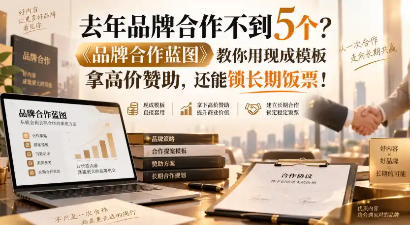 去年品牌合作不到5个？《品牌合作蓝图》教你用现成模板拿高价赞助，还能锁长期饭票！【原创双语字幕】-阿牛笔记