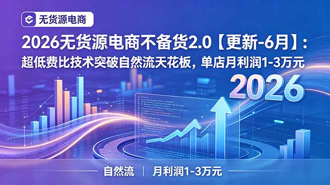 2026无货源电商不备货2.0【更新-7月】:超低费比技术突破自然流天花板,单店月利润1-3万元-阿牛笔记