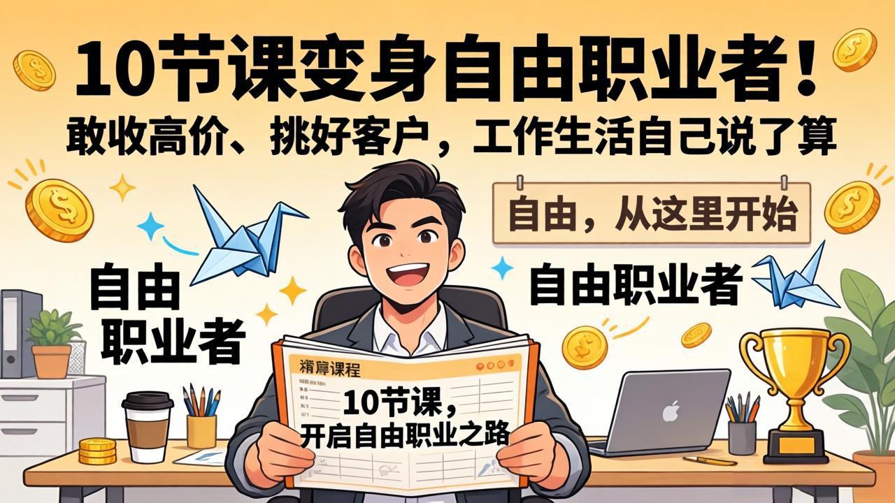 10 节课变身自由职业者！敢收高价、挑好客户，工作生活自己说了算-阿牛笔记