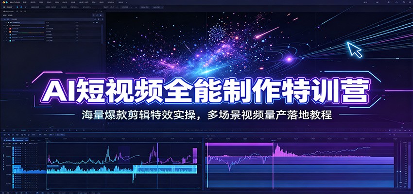 AI短视频全能制作特训营：海量爆款剪辑特效实操，多场景视频量产落地教程-阿牛笔记