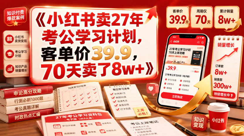 小红书卖27年考公学习计划,客单价39.9,70天卖了8w+!-阿牛笔记