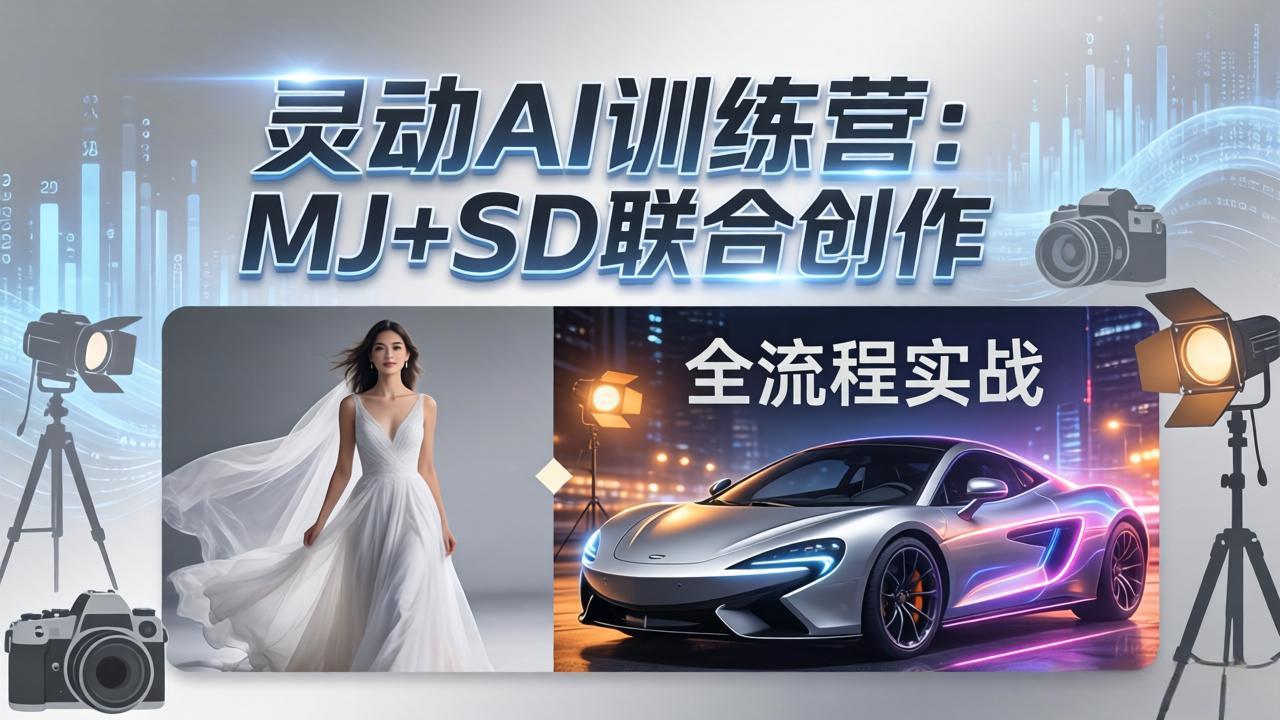 灵动AI训练营-3.0课程：MJ+SD联合创作，从婚纱大片到汽车广告，摄影后期全流程实战-阿牛笔记