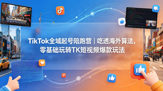 TikTok全域起号陪跑营｜吃透海外算法，零基础玩转TK短视频爆款玩法-阿牛笔记