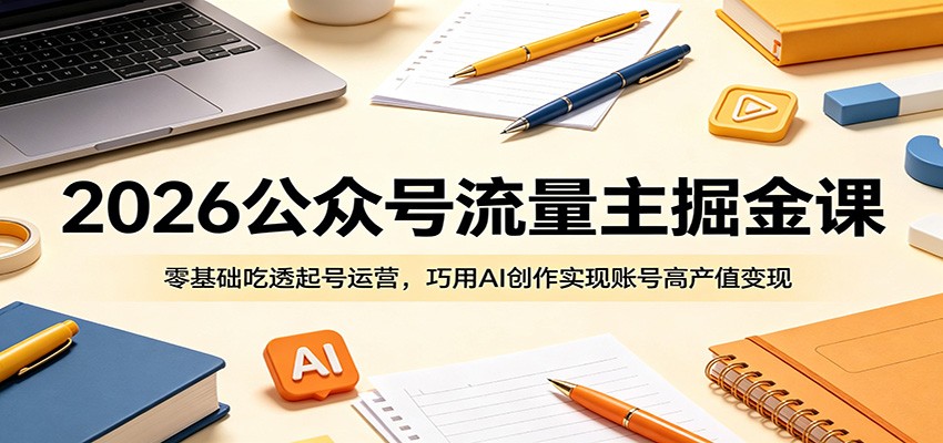 2026公众号流量主掘金课：零基础吃透起号运营，巧用AI创作实现账号高产值变现-阿牛笔记