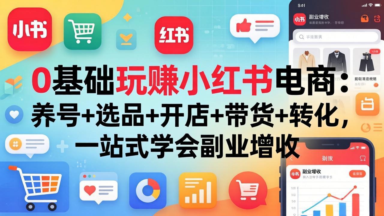 0基础玩赚小红书电商：养号+选品+开店+带货+转化，一站式学会副业增收-阿牛笔记