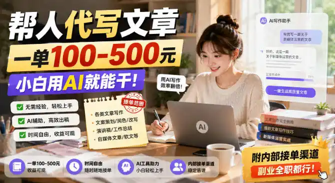 帮人代写文章,一单100-500,小白用AI就能干,附内部接单渠道,副业全职都行【揭秘】-阿牛笔记