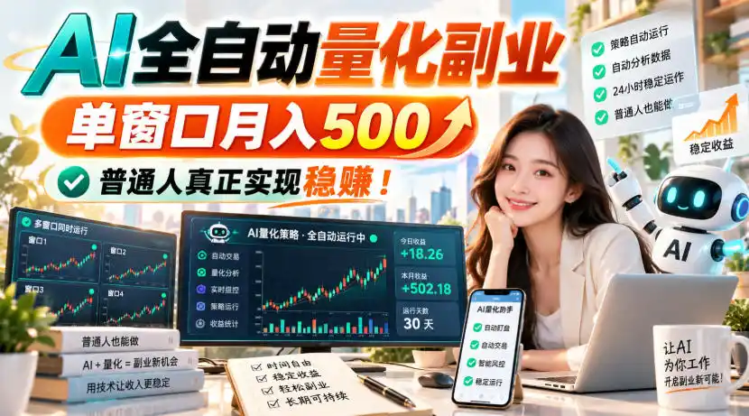 AI全自动量化副业，单窗口月入500，普通人真正实现稳賺！【揭秘】-阿牛笔记